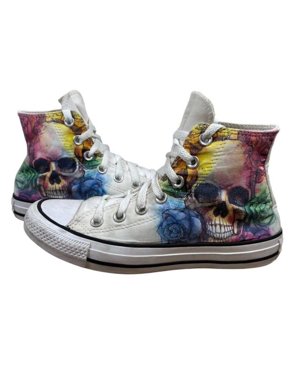 Converse All Star Skull and Roses Watercolor High Top Sneakers